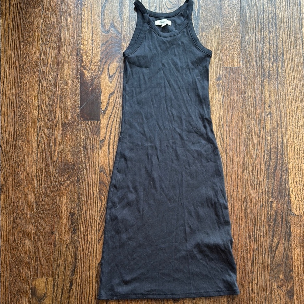 Madewell Black Midi ribbed tank Dress